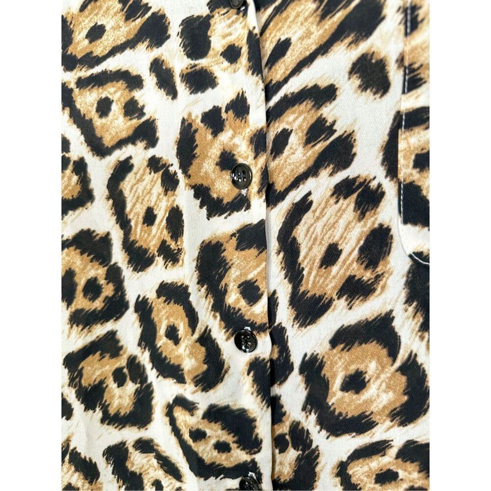 Philosophy Womens Leopard Print Collared Button-Up Blouse Brown Black Size Small - Picture 4 of 12